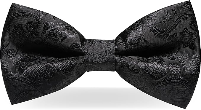 JEMYGINS Paisley Pre-tied Bow Tie and Pocket Square Cufflinks Lapel Pin Sets for Men 4PCS
