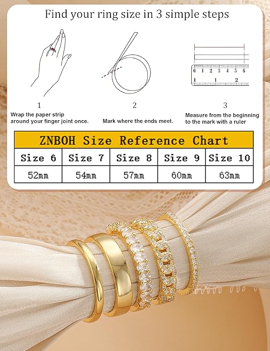 Stackable Gold Rings for Women Non Tarnish Wedding 14K Gold Plated Stacking Cubic Zirconia Thumb Ring Set Stack Engagement Eternity Dainty Bands Pinky Statement Promise Gold Jewelry Size 6-10