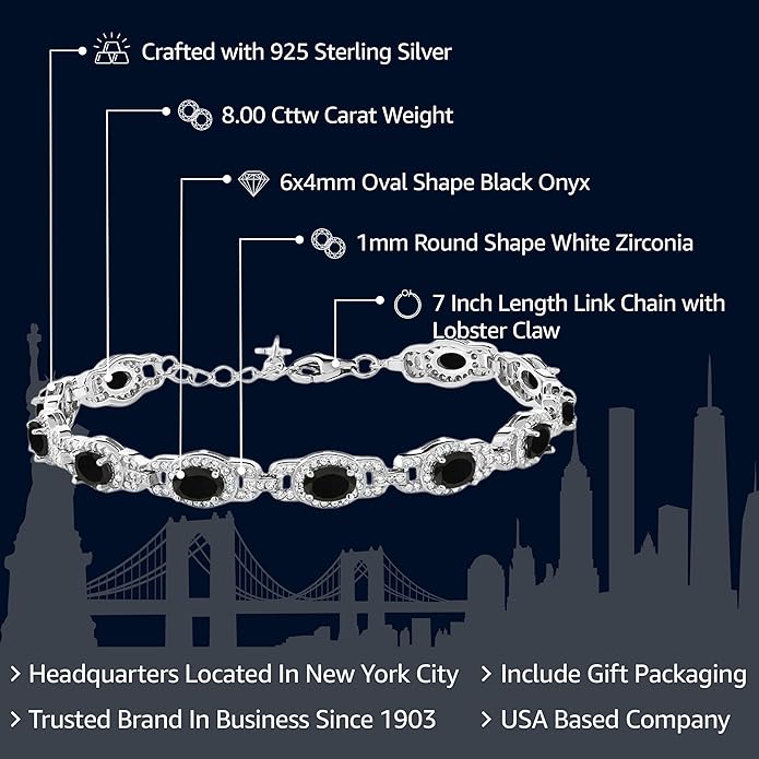 Gem Stone King 7-14 Cttw Oval Gemstone Birthstone Tennis Bracelet For Women | 925 Sterling Silver | Oval 6X4MM | 7 Inch With 1 Inch Extender | Fine Jewelry Gifts for Her Mom Women Wife