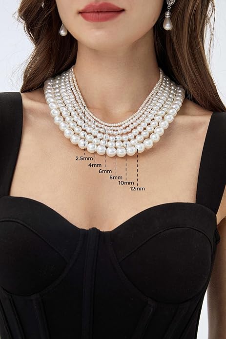 BABEYOND Round Imitation Pearl Necklace Wedding Pearl Necklace for Brides