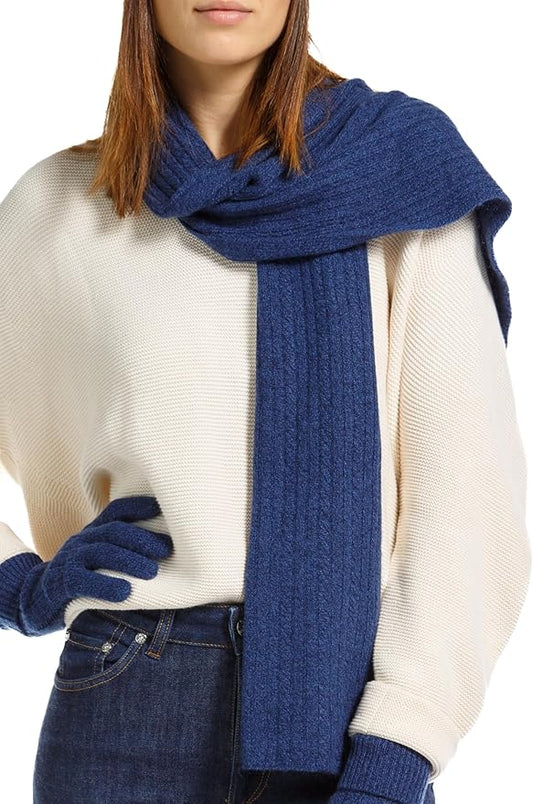 Fishers Finery Women's Cozy Cashmere Cable Knitted Winter Scarf | Black Label Box