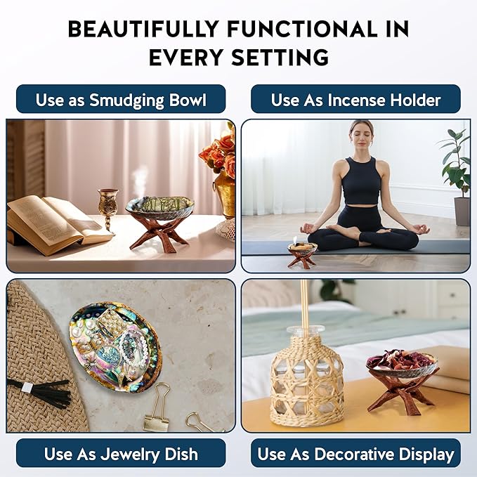 Alternative Imagination Hand Selected Abalone Shell - 6 Inches or Larger - Polished Mother-of-Pearl Interior - Flame-Proof Dish for Incense, Smudge Sticks, Trinkets, Crystal Display & Home Decor
