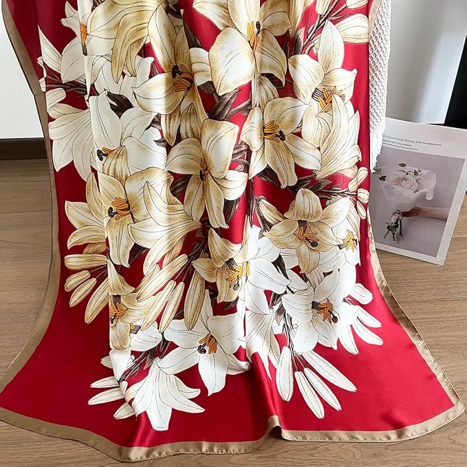 Long Silk Like Scarf Lightweight Satin Scarves Large Sunscreen Shawl Wrap for Women