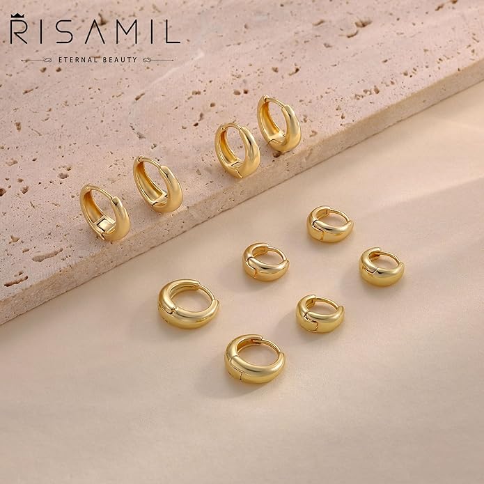 Hoop Earrings for Women 14K Gold Plated/Silver Hoops Simple Knot Huggie Small Hoop Earrings Set Trendy Hoops Everyday Wear Earrings for Women Jewelry