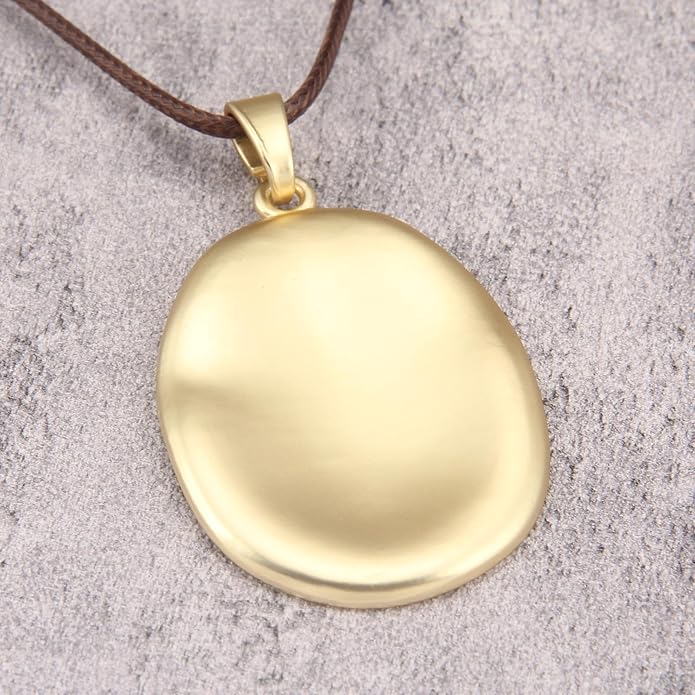 Long Boho Necklaces for Women Vintage Leather Wooden Pendant Y Choker Ethnic Style Gold Circle Hippie Sweater Necklace