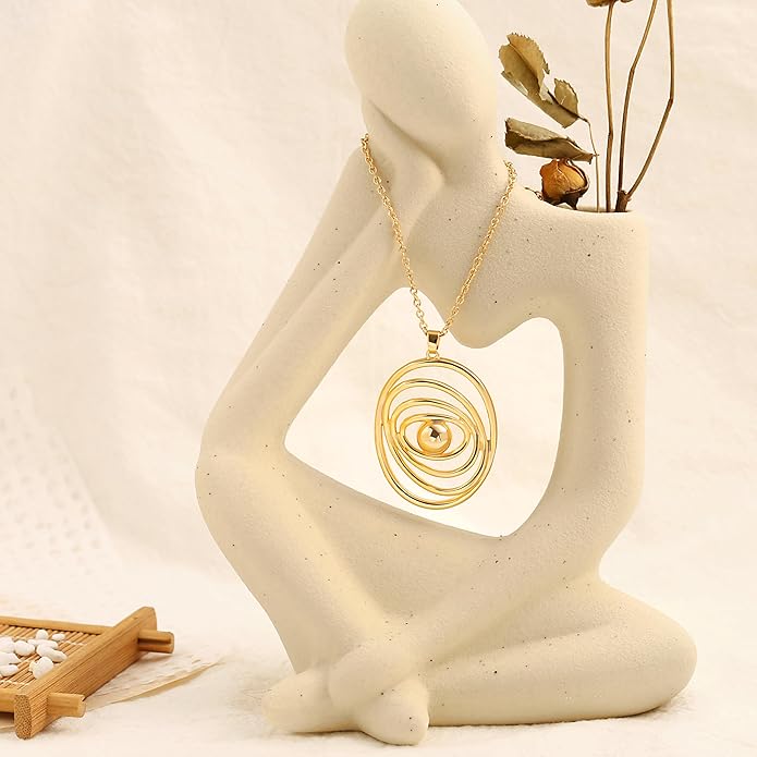 CANEVINKA 18K Gold Plated Pendant Long Chain Necklace Sweater Necklace Fashion Jewelry for Women