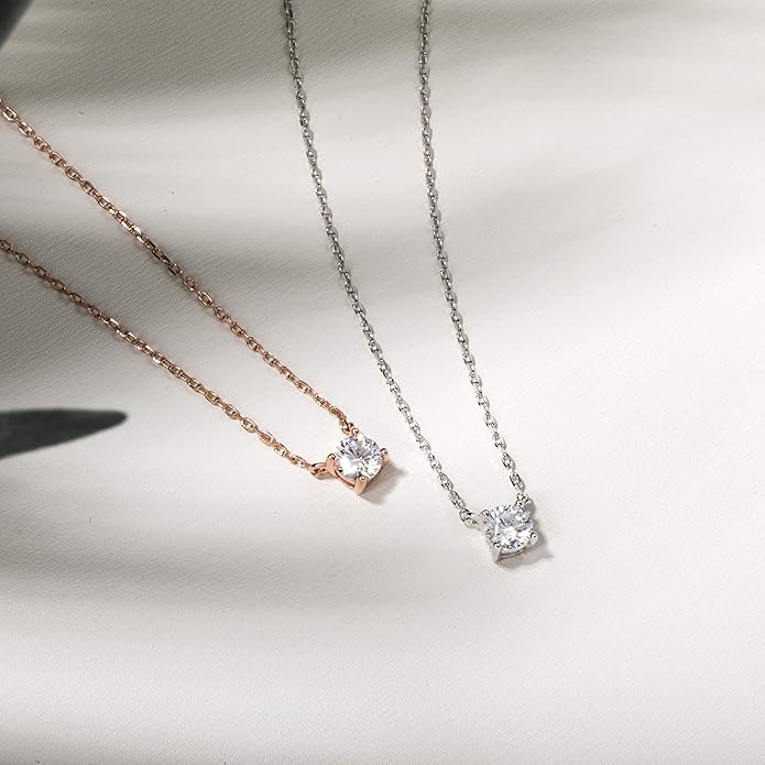 S.Leaf 18Karat Gold Plated Cubic Zirconia Necklace for Women S925 Sterling Silver 0.5/1/2cttw Dainty Crystal Cubic Zirconia Pendant Necklaces Best Friend Birthday Gifts for Women Trendy Sister Mom Wife Womens Her Friend Party