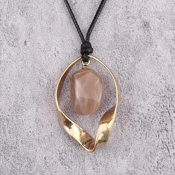 Long Boho Necklaces for Women Vintage Leather Wooden Pendant Y Choker Ethnic Style Gold Circle Hippie Sweater Necklace