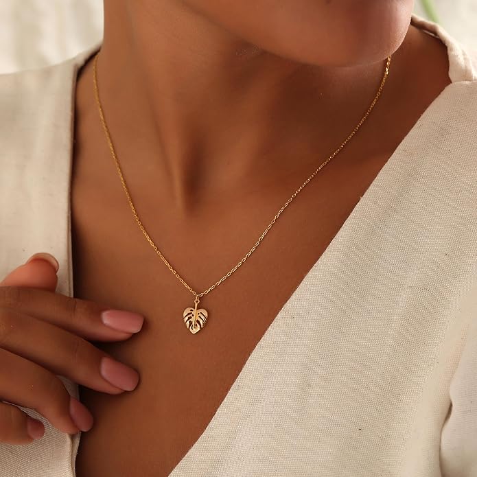 Gold Necklace for Women-14K Gold Plated Bow,Dragon,Shell, Palm Tree, Seahorse, Conch Shell,Sardines, Cowboy Boot,Bat,Bunny Pendant Beachy Jewelry for Women Gifts
