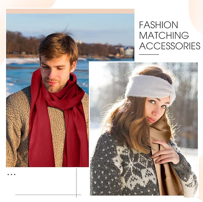 Suhine 8 Pcs Winter Scarves Bulk for Women Lightweight Blanket Scarf with Tassel Edge Pashmina Shawl for Women Men