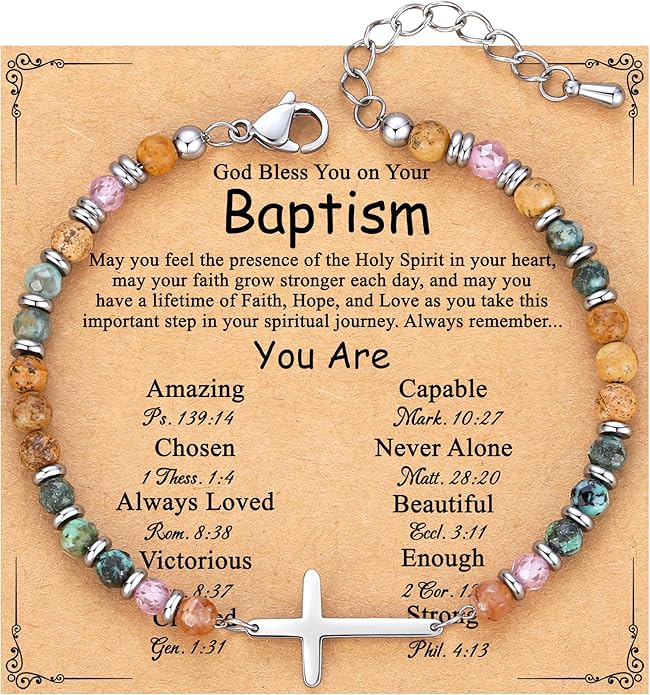 TONY & SANDY Christian Cross Bracelet for Women, Stocking Stuffers for Women, Confirmation Baptism Easter Gifts, Unique Gift for Friends Daughter Mom Sister in Christ on Birthday Christmas
