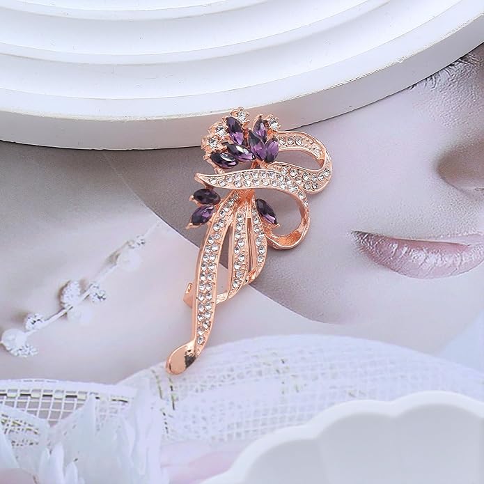 Rhinestone Brooches for Women,Vintage Silver Large Brooch Pins Blue Crystal Dress Brooch Pin Decorative Pins,Fashion Prom Jewelry Accessories