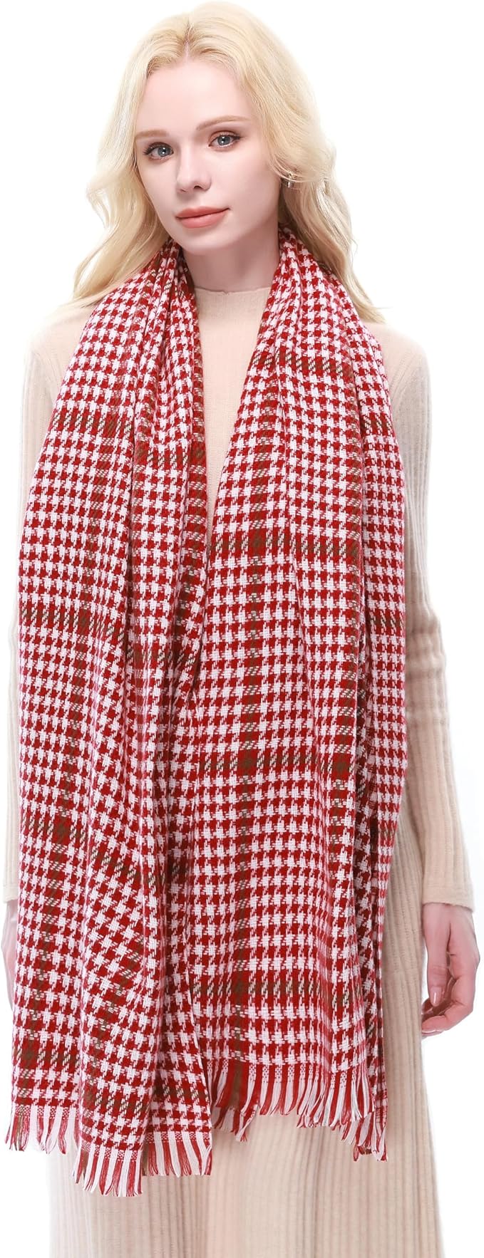RIIQIICHY Plaid Scarf for Women Fall Winter Pashmina Scarves Wraps for Cold Weather Warm Large