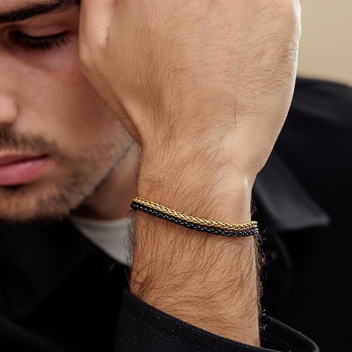 Galis Mens Bracelet Dvir - Stainless Steel for Men, Non Tarnish Rope Chain Bracelets, Stylish Birthday, Gift for Men, Dad, Husband, Boyfriend