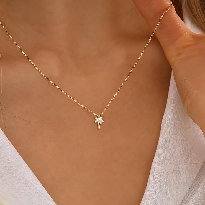 Gold Necklace for Women-14K Gold Plated Bow,Dragon,Shell, Palm Tree, Seahorse, Conch Shell,Sardines, Cowboy Boot,Bat,Bunny Pendant Beachy Jewelry for Women Gifts