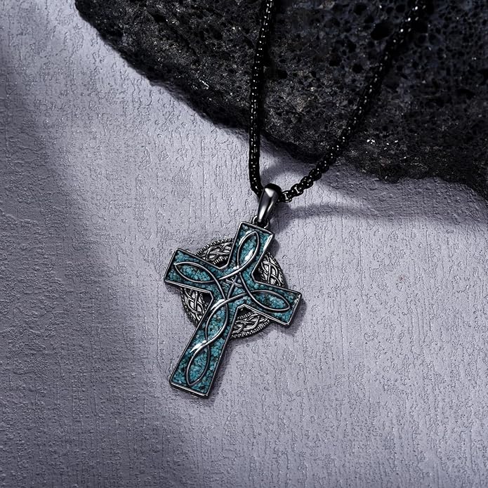 Cross Necklace for Men 925 Sterling Silver Celtic Cross Pendant Christian Jewelry Religious Christmas Gifts for Women