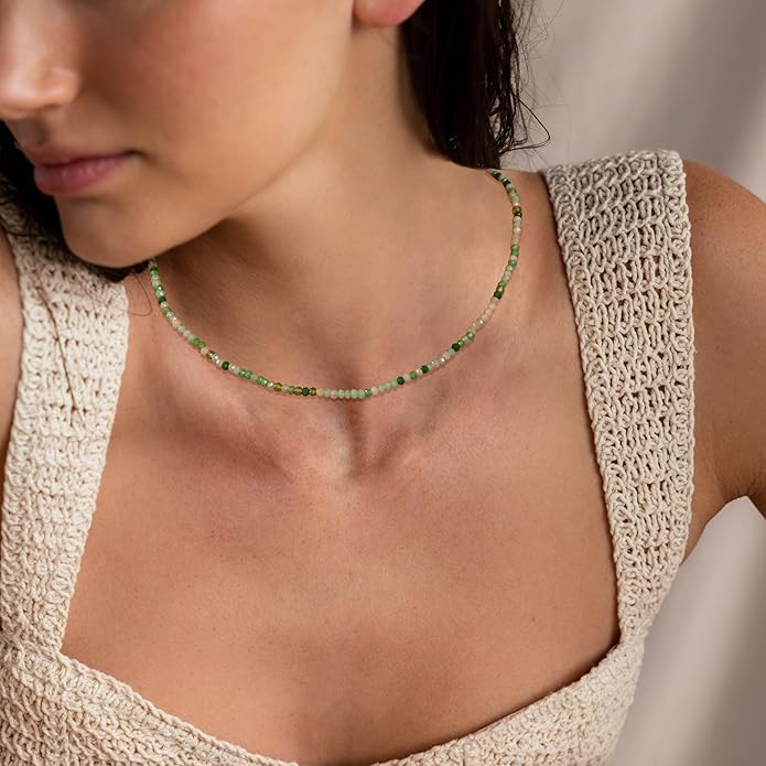 JSJOY Tiny Crystal Beaded Choker Necklaces for Women Colorful Beaded Necklace Dainty Choker Necklaces Simple Boho Jewelry Gifts for Teens Handmade Bead Necklaces Gifts