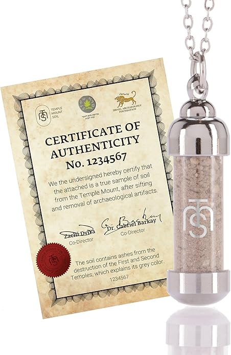 Authentic Temple Mount Soil Pendant – Christian Faith Necklace for Women & Men, Religious Holy Land Gift, Certified Glass Vial Necklace from Jerusalem, Legacy Keepsake for Evangelism & Prayer