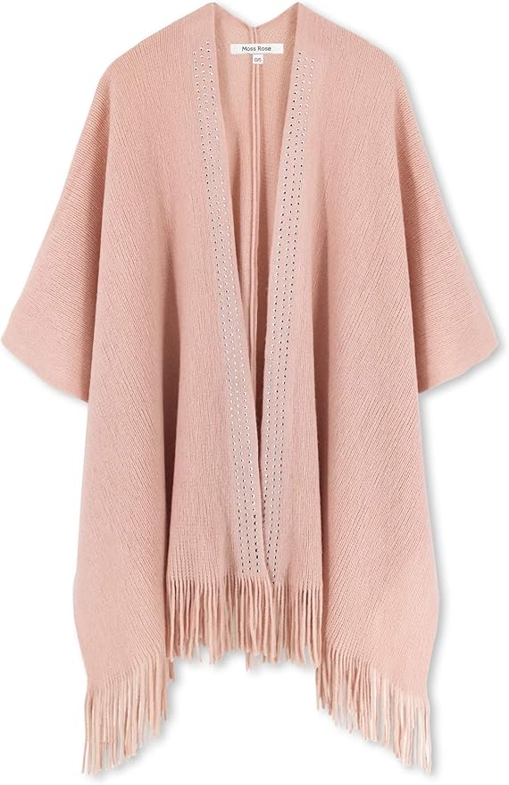 Moss Rose Women's Travel Plaid Shawl Wrap Open Front Poncho Cape for Fall Winter