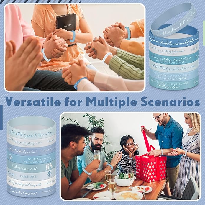 Ecation Bible Verses Bracelets Bulk Scripture Silicone Wristbands Inspirational Motivational Quote Rubber Wristbands Christian Bracelets for Easter Carnival Party Favors