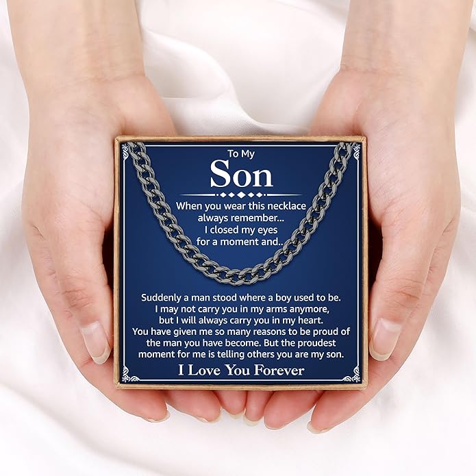 PAERAPAK Cuban Link Chain Gifts for Men Him - Necklace Gifts for Husband Son Grandson, Anniversary Fathers Day Birthday Gift for Men Husband, 7mm Width Stainless Steel Cuban Chain Necklace Jewelry