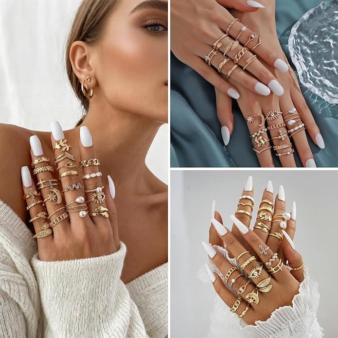 CHICUTIE Gold Knuckle Rings Set For Women Stackable Joint Finger Midi Rings Dainty Cubic Crystal Zirconia Simple Hollow Twist Cute Rings Pack Jewelry Gift