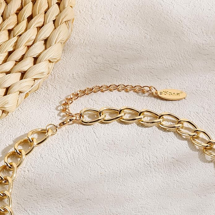 Bocar Layered Collar Necklace Statement Circle 2 Strand Chain Jewelry Necklaces Trendy for Women Gift