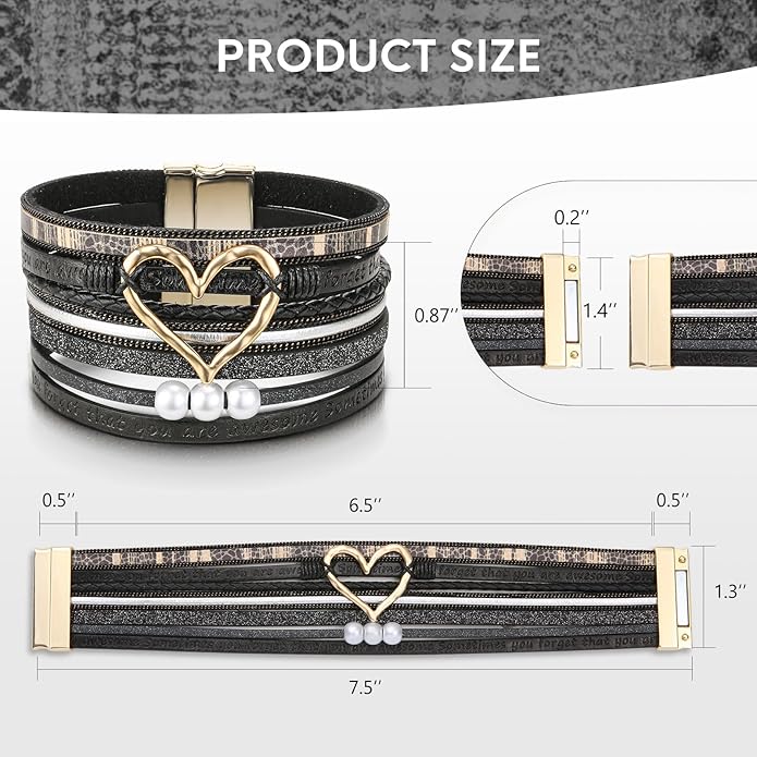 Desimtion Boho Layered Leather Wrap Inspirational Bracelets for Women, Sometimes You Forget Your Awesome Gifts for Women, Teen Girl Gifts Trendy Stuff, Christmas Jewelry for Women Girls