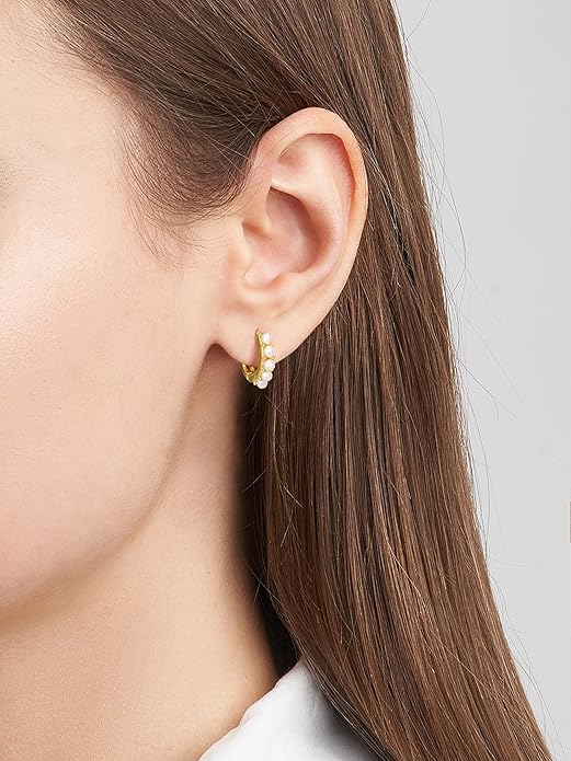 SWEETV 925 Sterling Silver Huggie Hoop Earrings for Women Girls-Tiny Small Cartilage Hoop Earring
