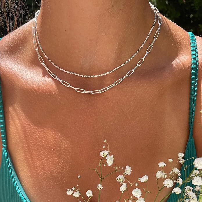 Freekiss Herringbone Necklace for Women,Dainty Gold Necklace,14k Gold Plated Snake,Gold Chain Choker Necklaces,Simple Gold Layered Necklaces,Gold Jewelry Gift for Women