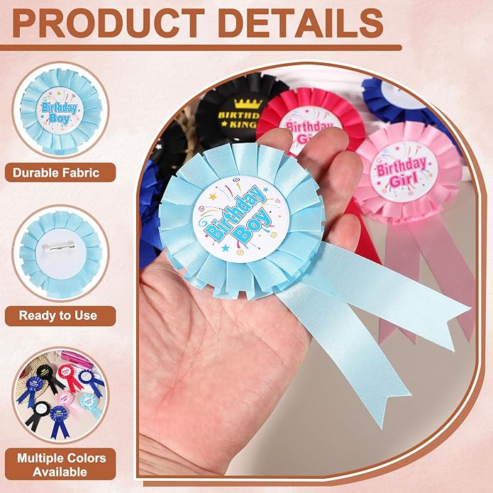 uxcell Blank Award Ribbon Prize, Party Badge Brooch Badge Brooch Pin for Women Men Colorful Satin Corsage Fabric Birthday Award Ribbon Party Tinplate Decorations