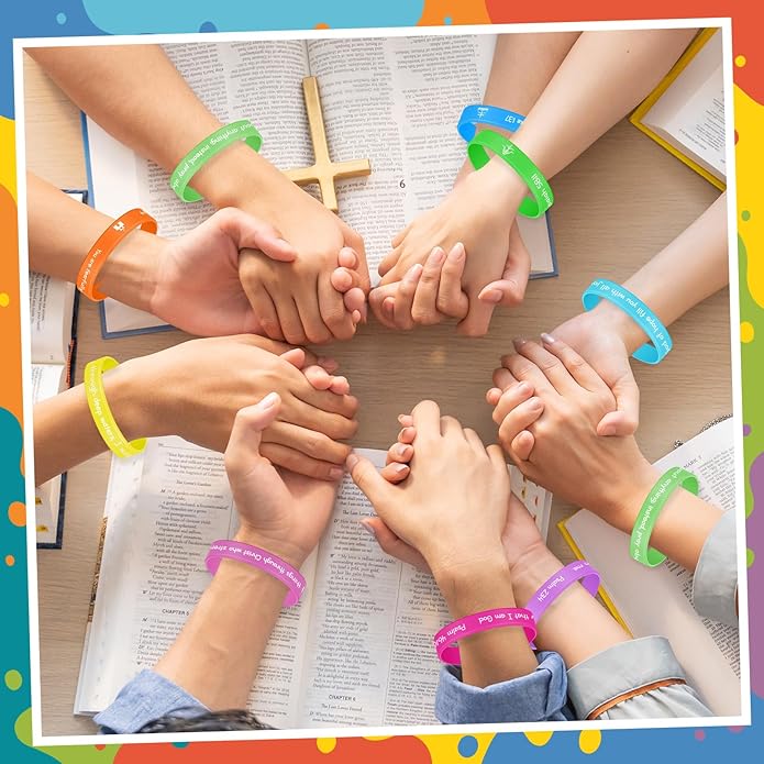 Ecation Bible Verses Bracelets Bulk Scripture Silicone Wristbands Inspirational Motivational Quote Rubber Wristbands Christian Bracelets for Easter Carnival Party Favors