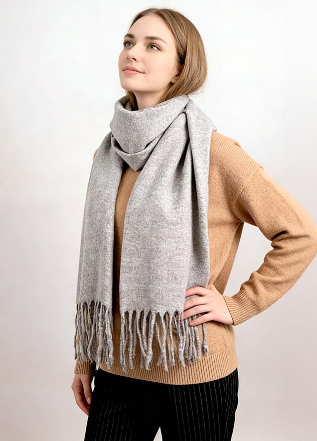 Achillea Warm Cashmere-Feel Winter Scarf – Thick Pashmina Shawl Wrap for Cold Weather