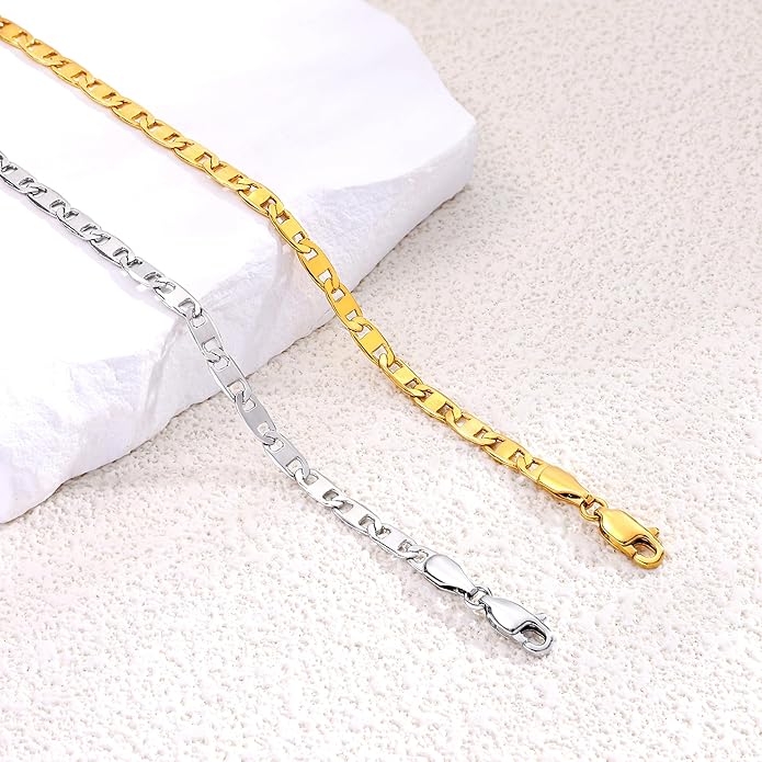 Gacimy 3.5mm Mariner Anklets for Women, 18K Gold Plated/Silver Tone Women’s Anklet, 9/10/11 Inches