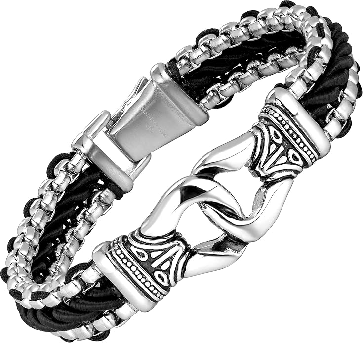 Men’s Link Bracelet Collection – Stainless Steel, Black & Silver Variations, Bracelet & Necklace Sets, 8.3–9" Length, Gift Ready