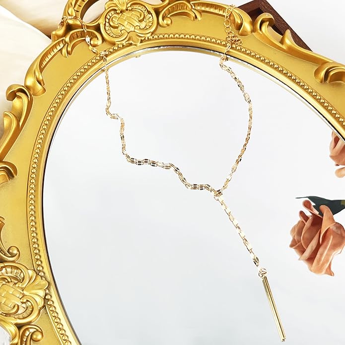 Irregular Y2k Long Y-shaped Necklace with Zircon Inlaid Sparkling Brick Tassel Pendant Double-Layer Chain High-end Fashion Accessory Women's