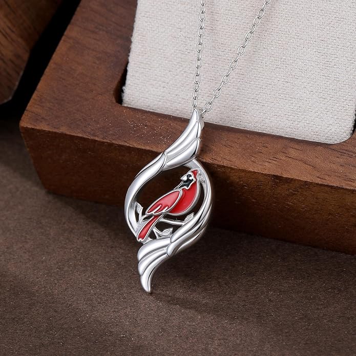 Dove/Hummingbird/Red Cardinal Necklace 925 Sterling Silver Turquoise/Opal/MoonStone/Malachite Bird Necklace Dove Pendant Jewelry for Women Men