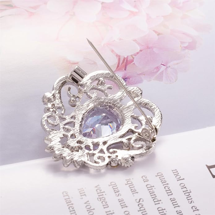 SELOVO Vintage Style Elegant Crown Rhinestone Teardrop Pin Brooch for Women