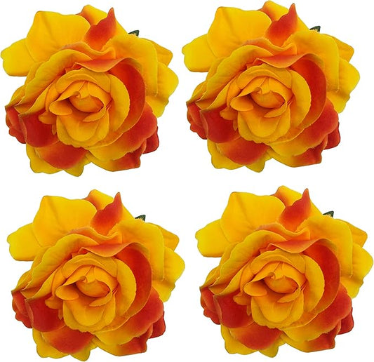 La Homein Sanrich 4pcs/Pack Fabric Rose Hair Flowers Clips Mexican Hair Flowers Hairpin Brooch Headpieces