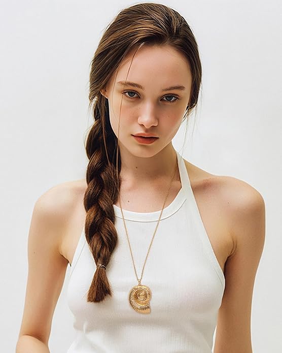 Long Pendant Necklace for Women Gold Plated Circle Long Chain Necklace Y Necklace Jewelry for Women