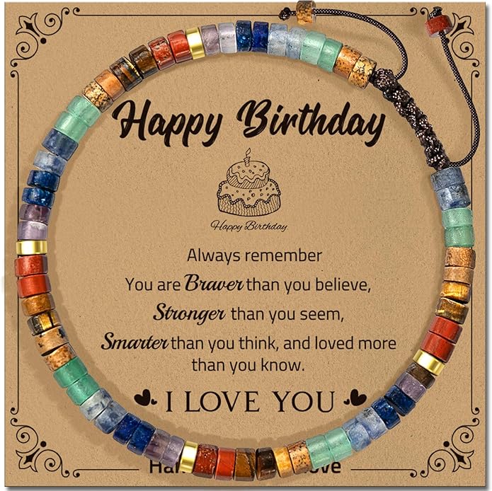 30th 40th 50th 60th 70th 80th Birthday Gifts for Women, Natural Stone Bracelet Birthday Gifts for Mom Daughter Grandma Sister Friends Coworker