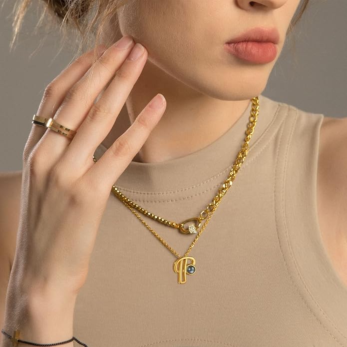 Custom4U Personalized Initial Picture Necklace for Women, Projection Necklace with Picture Inside, Gold/Silver Letter Pendant Necklace, Custom Photo Gifts for Mom Wife Birthday Valentines