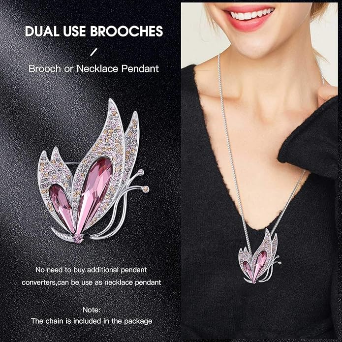 Flower Brooch,Broches Jewelry with Austria Crystal Women's Brooches & Pins