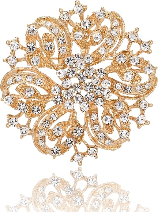 HAISWET Wedding Party Sprial Flower Crystal Rhinestone Brooch Pin for Women Jewelry