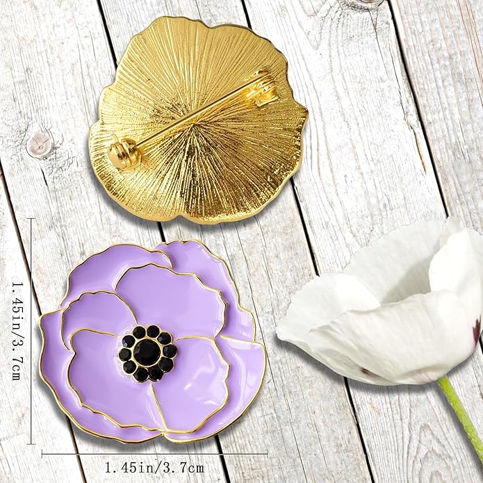 Poppy Flower Brooch - Memorial Day Veterans Day Armistice Day Pins - Remembrance Jewelry Gift Flower Pin for Women Mom Stepmother Grandma