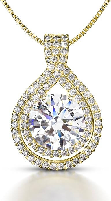 Platinum Plated Certified Moissanite Necklace for Women Gift for Her