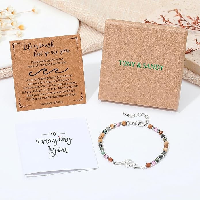 TONY & SANDY Friend Gifts for Women, Stocking Stuffers for Women, Sister Gifts from Sister, Wave Bracelet, Birthday Gifts for Woman, Bestie Friendship Bracelets, Unique Gifts for Her