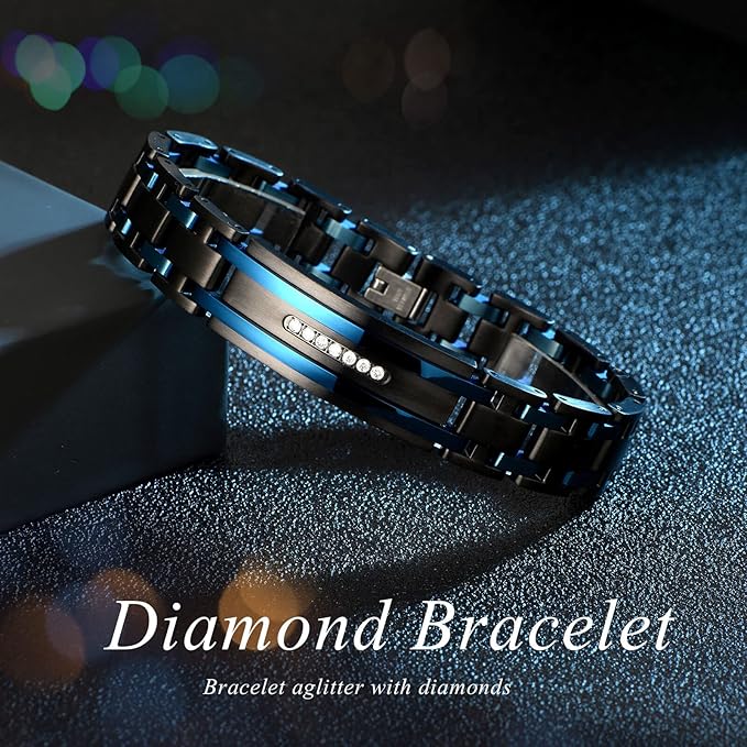Men's Bracelet Two-Color Diamond Hip-hop Jewelry Gift Birthday Jewelry Gift Husband Boyfriend