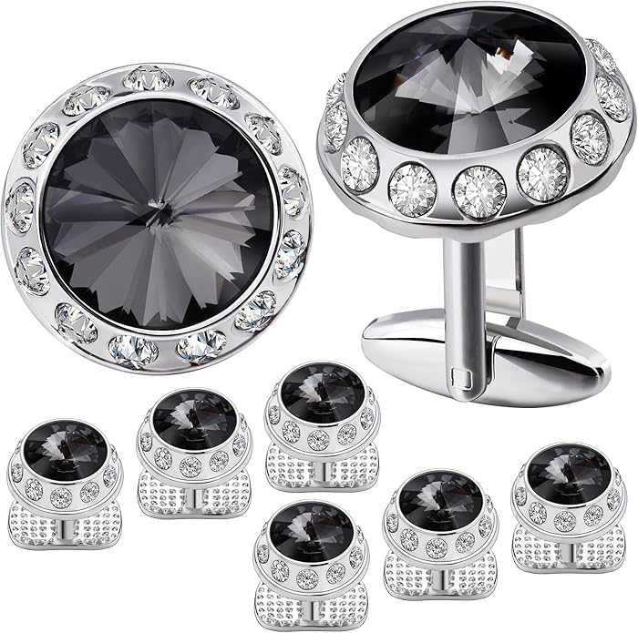 HAWSON Birthstone Tuxedo Studs and Cufflinks Set for Men's Suit Tuxedo Formal Dress Shirt Wedding Business Party Accessories