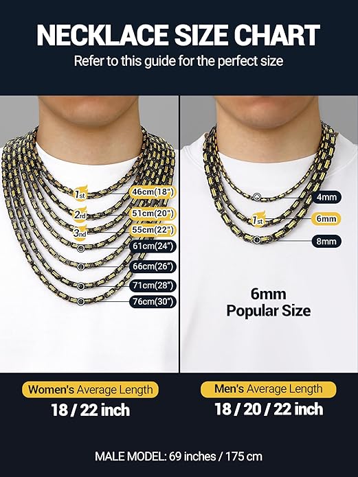 PROSTEEL 4MM/6MM/8MM Stainless Steel Necklace for Men Women, Stylish and Cool, Byzantine Chain Black Gold Silver Tone, 18-30 Inches, Come Gift Box